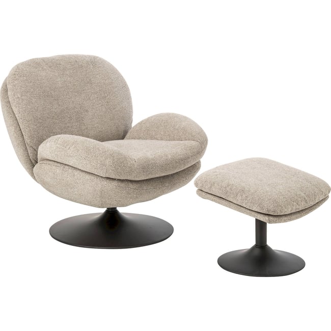 Chaise longue en métal avec repose-pied Couleur beige et noir <span itemprop=