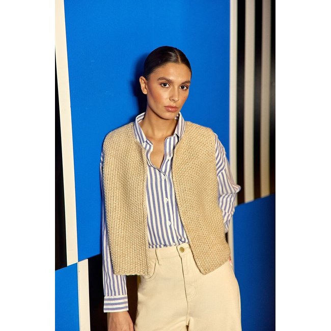 Gilet sans manches en tricot, CREA beige <span itemprop=