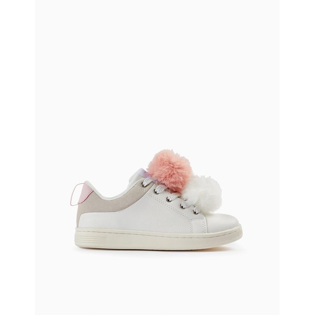 Baskets avec Pompons blanc <span itemprop=