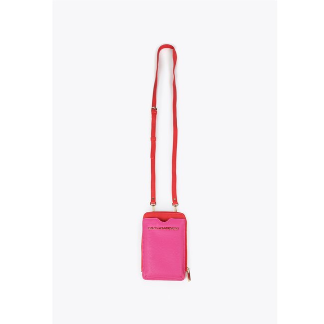 Étui pour téléphone portable avec bandoulière fushia <span itemprop=