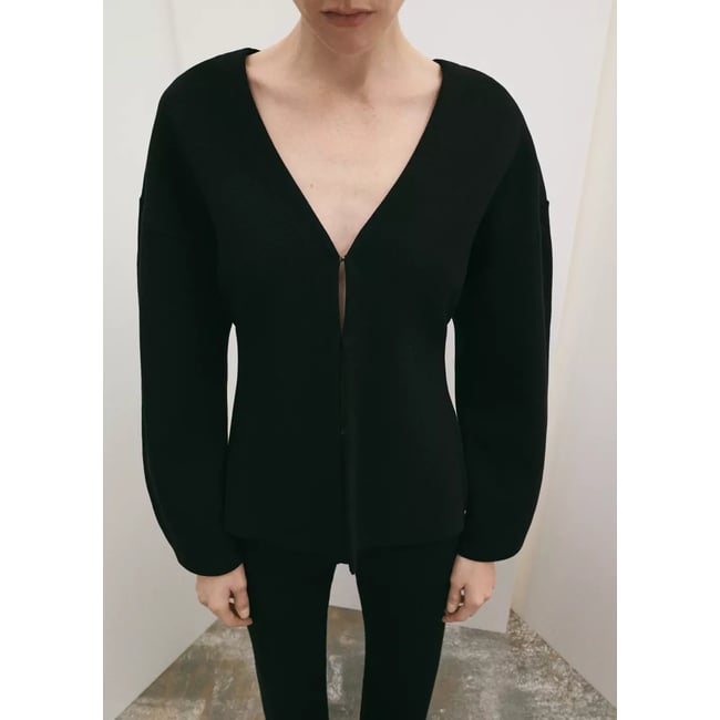 Cardigan oversize col V noir <span itemprop=