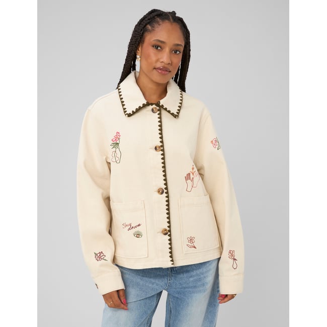 Veste brodée naturel <span itemprop=