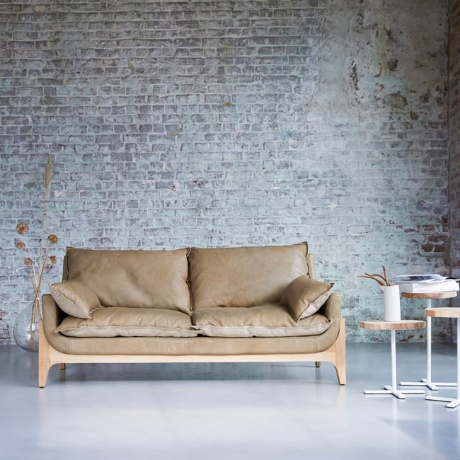 Canapé en Cuir massif, WOODNEST Couleur marron <span itemprop=