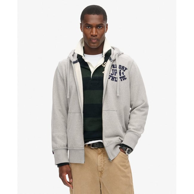 Vintage Athletic Zip Hoodie gris chiné clair <span itemprop=