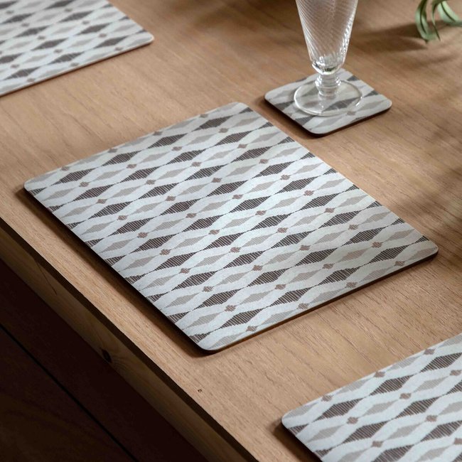 Geo Monochrome Placemat and Coaster Set, multi-coloured, ÉDITÉ