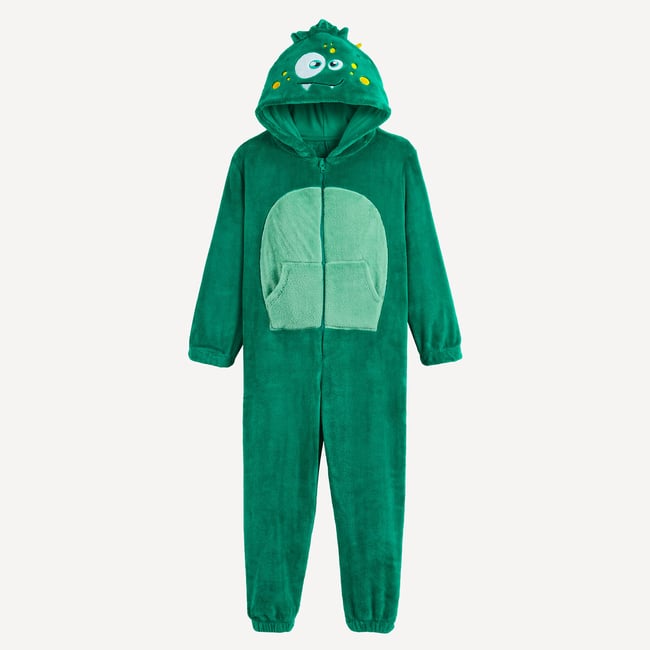 Surpyjama à capuche, en polaire, motif monstre vert <span itemprop=