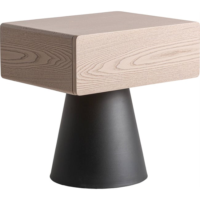 Table de chevet contemporaine en bois Couleur sable et noir <span itemprop=