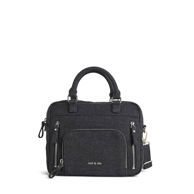Sac à main en cuir grainé MINI MACY gris chiné <span itemprop=