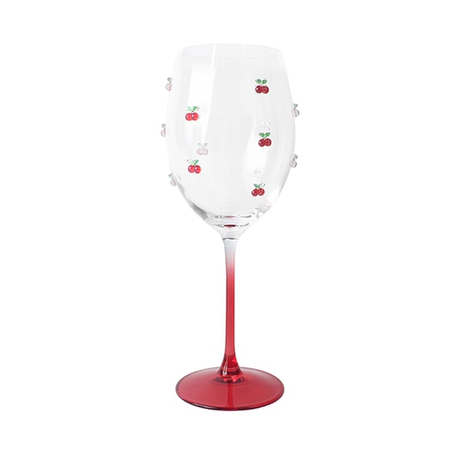 Lot de 4 verres à pied 43.5cl en verre, CERISE Couleur rouge-transparent <span itemprop=