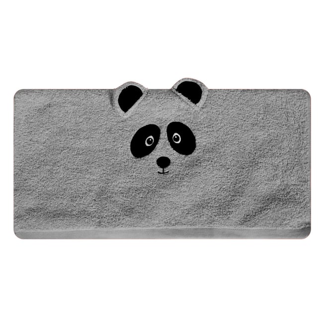 Serviette de toilette enfant PANDY PANDA gris cendré <span itemprop=