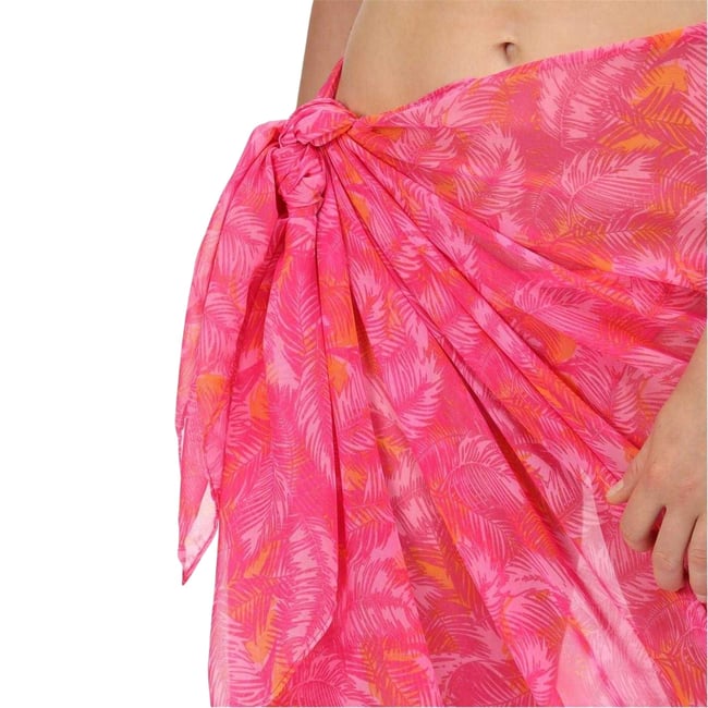 Paréo transparent motif/style imprimé rose imprimé <span itemprop=