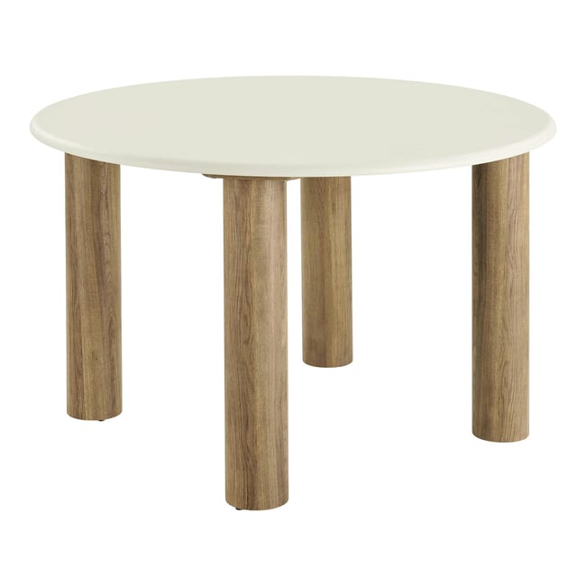 Table à manger ronde aspect ciment clair ø120 cm KNOX Couleur beige <span itemprop=