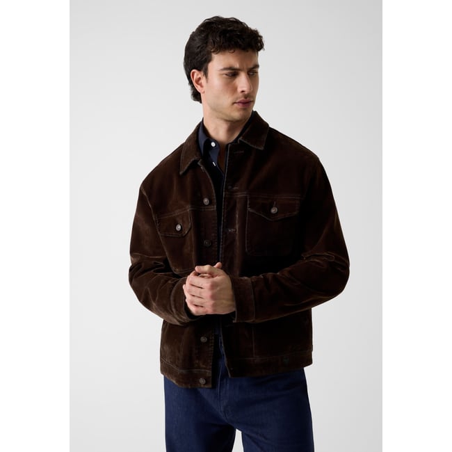 Veste En Denim Effet Velours marron foncé <span itemprop=