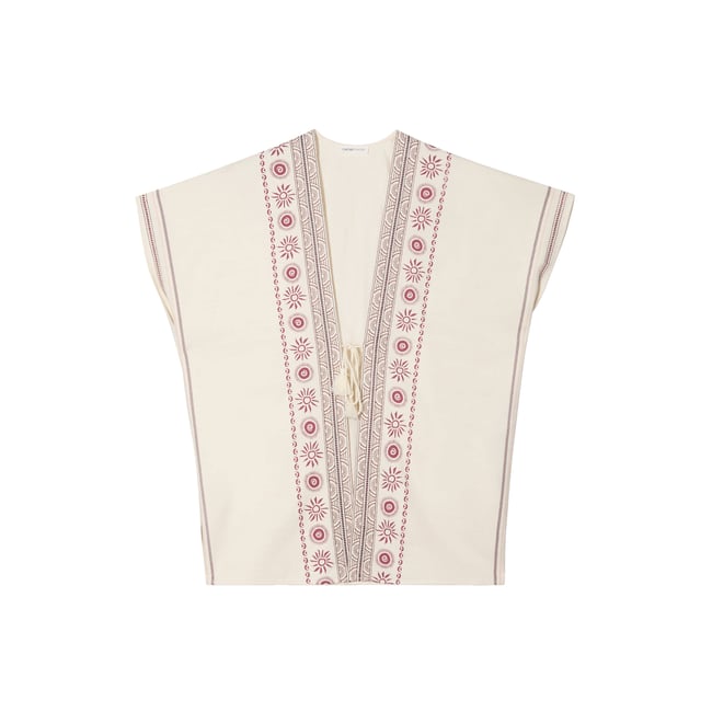 Paréo de plage brodé blanc <span itemprop=