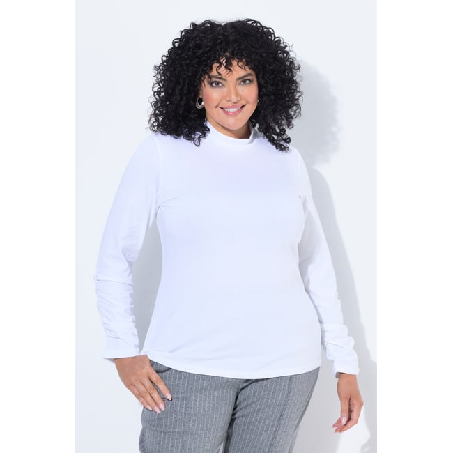 T-shirt à col roulé blanc cassé <span itemprop=