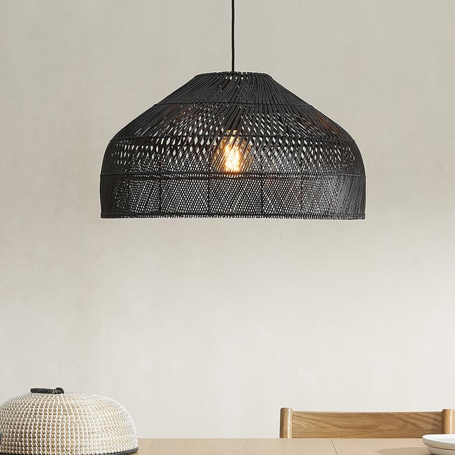 MADE.COM Java X-Large Woven Easyfit Pendant Light Shade, black, MADE