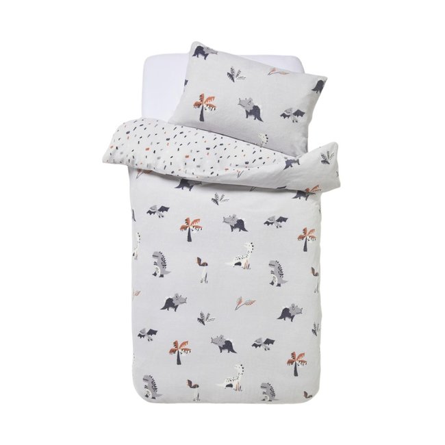 Parure housse de couette et taie d'oreiller polaire dino <span itemprop=