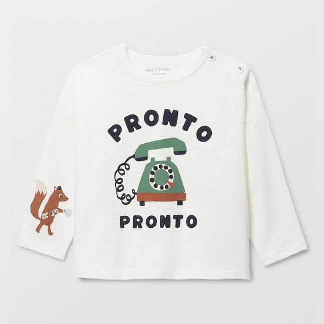 T-shirt manches courtes imprimé en coton BIO GOTS naturel <span itemprop=