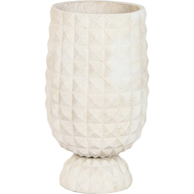Support pour plante rond en fibre d'argile Moderno Couleur beige effet vieilli naturel <span itemprop=