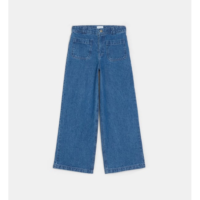 Jean large talerme coton denim bleu moyen <span itemprop=
