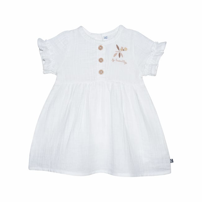 Robe renelle manches courtes bebe blanc <span itemprop=