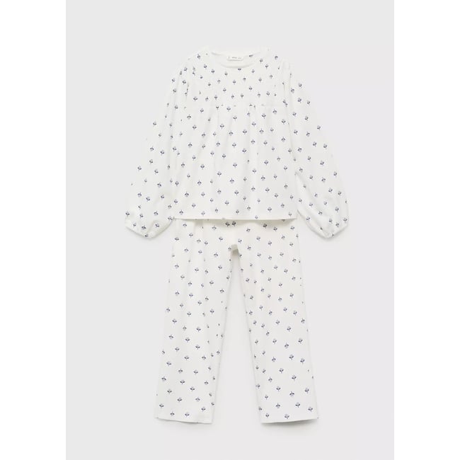 Pyjama coton imprimé blanc cassé <span itemprop=