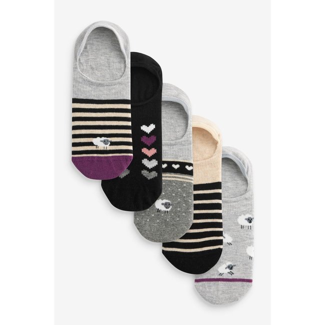 Chaussettes invisibles, lot de 5 mouton noir/blanc <span itemprop=