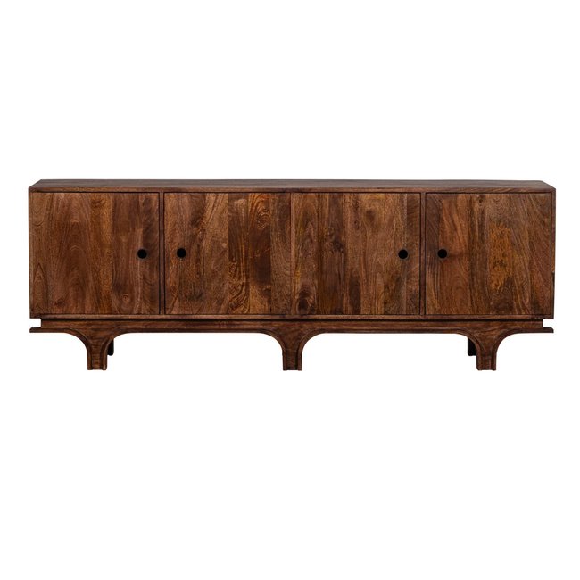 Buffet 4 portes en bois massif L200 - STAES Couleur marron noyer <span itemprop=