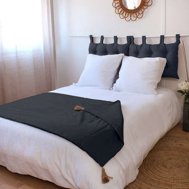 Édredon Panama pompons jute écru - DECORATIE