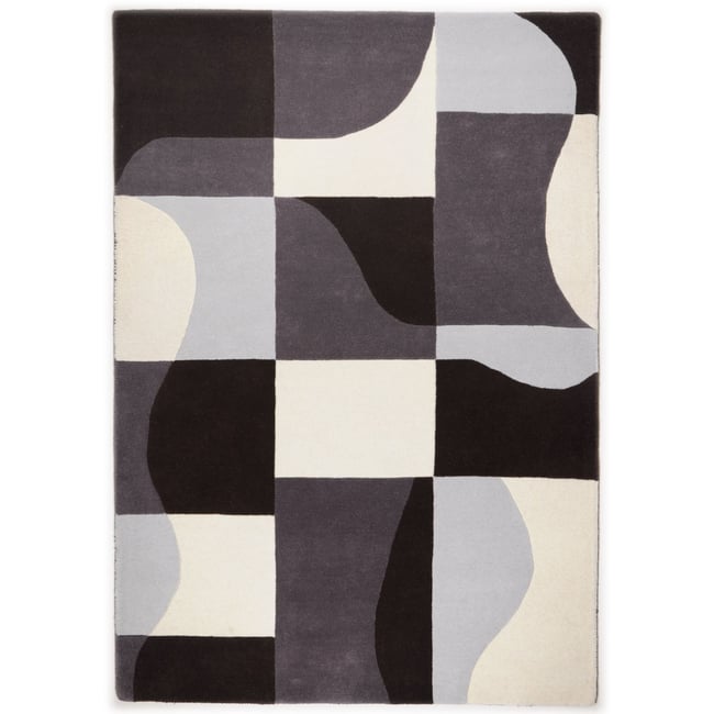 Tapis salon Hawai tufté main en laine Couleur gris <span itemprop=