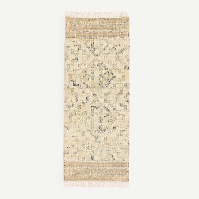 Tapis de couloir en jute, tissé main, Jelena Couleur gris/écru <span itemprop=