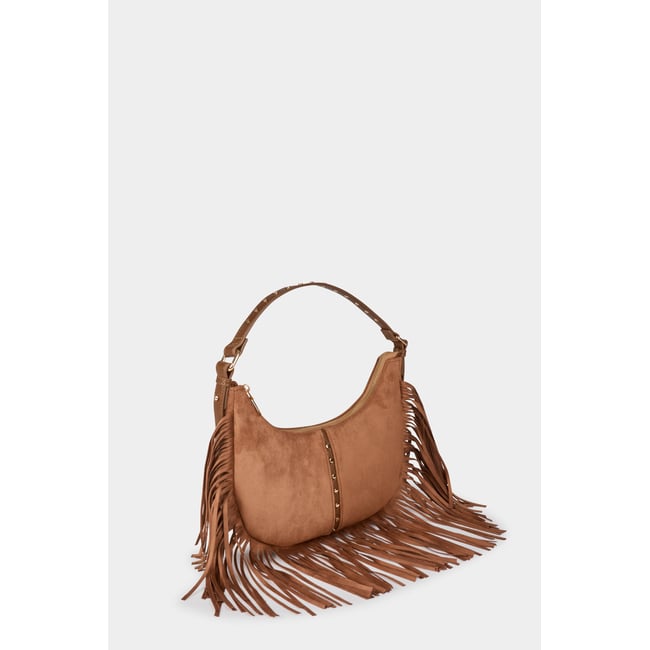 Sac franges suédine beige <span itemprop=