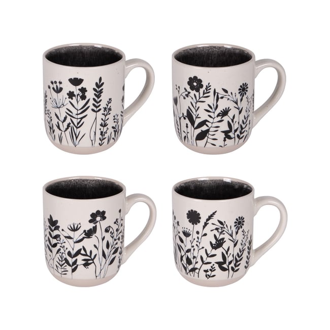 Coffret de 4 mugs Ikebana 45 cl - IKEBANA Couleur blanc <span itemprop=