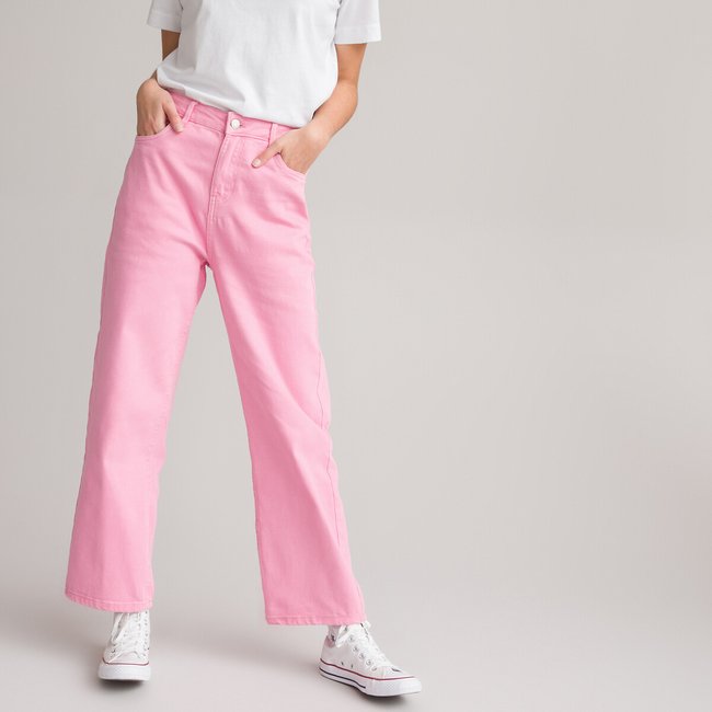 Pantalón con corte evasé rosa <span itemprop=