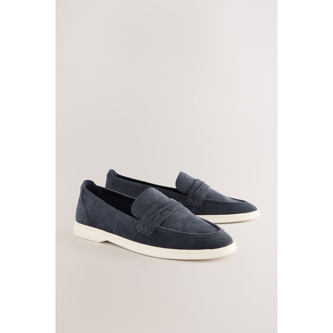Mocassins à bout rond bleu marine <span itemprop=