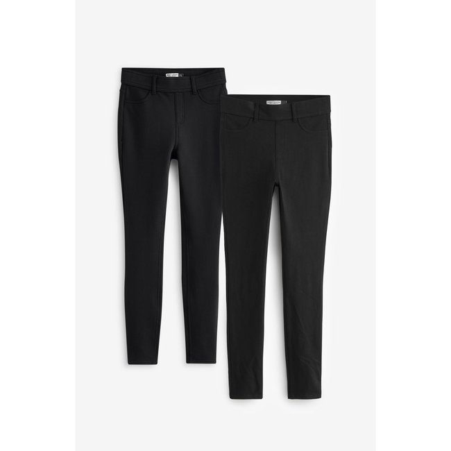 Leggings longs en denim, lot de 2 noir <span itemprop=