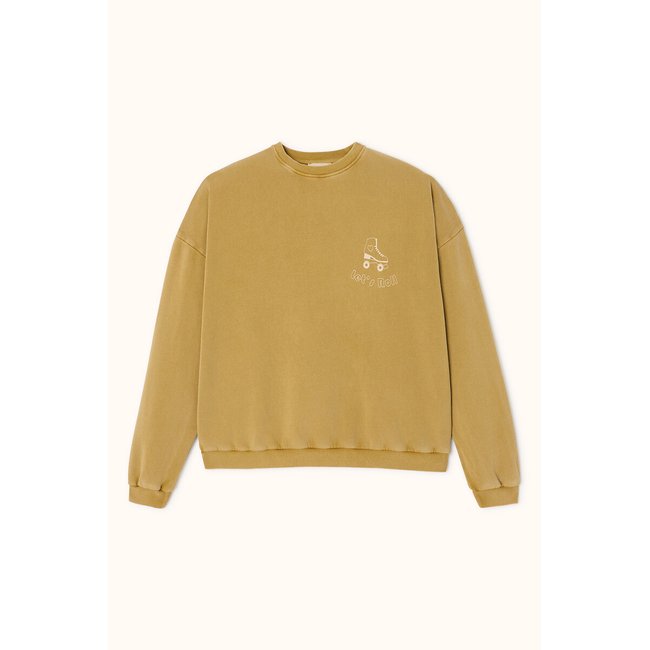 Sweat ample à message, col rond, RIYA kaki <span itemprop=