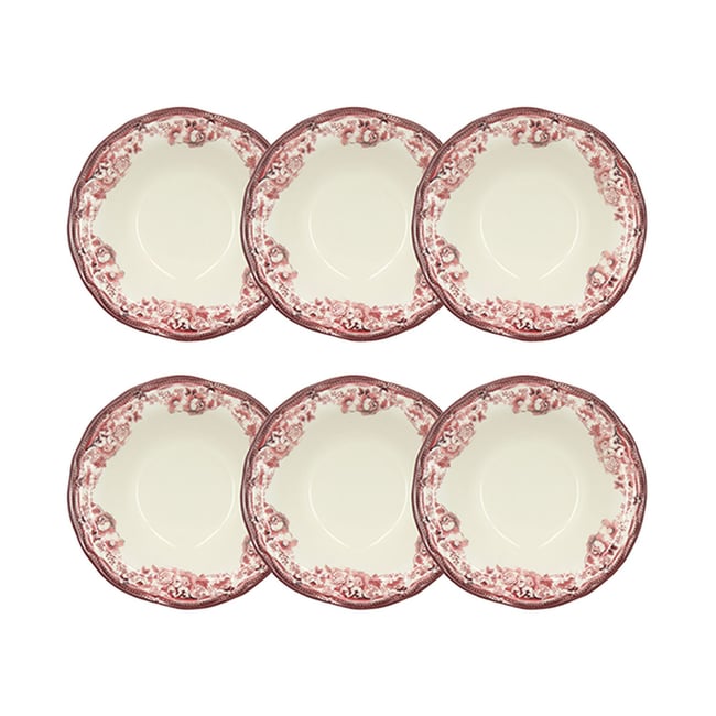 Lot de 6 coupelles 23cl en grès, Faustine Couleur blanc-rose <span itemprop=