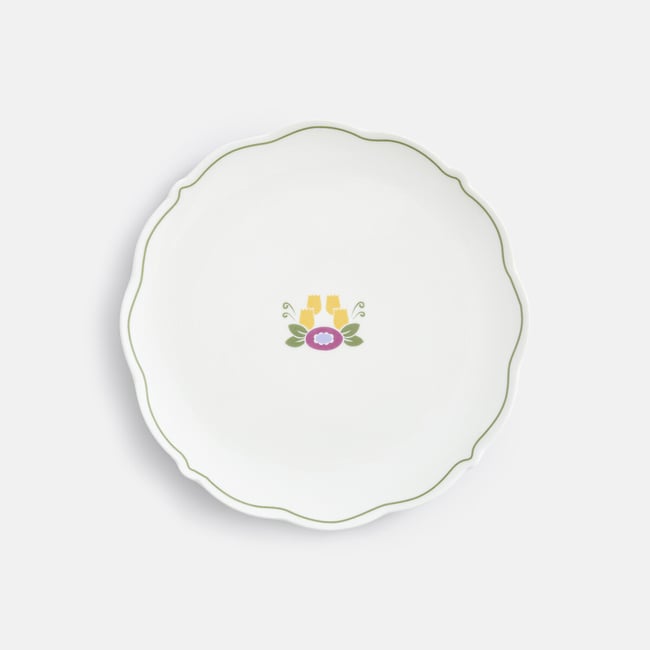 Lot de 4 assiettes à dessert au décor floral, en porcelaine, POPIE Couleur imprimé floral <span itemprop=