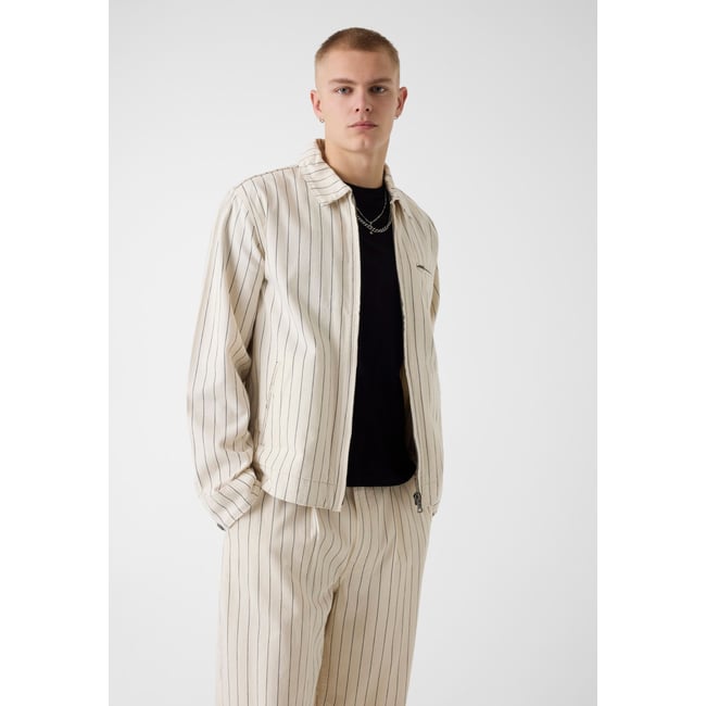 Veste En Denim Rayée beige multi <span itemprop=