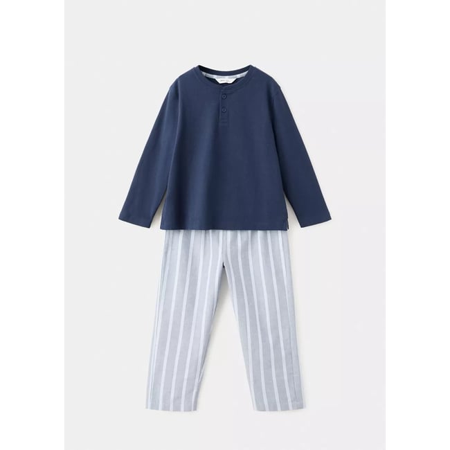 Pyjama complet à rayures bleu marine <span itemprop=