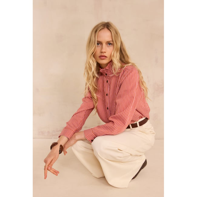 Blouse à rayures MARTINA brique <span itemprop=