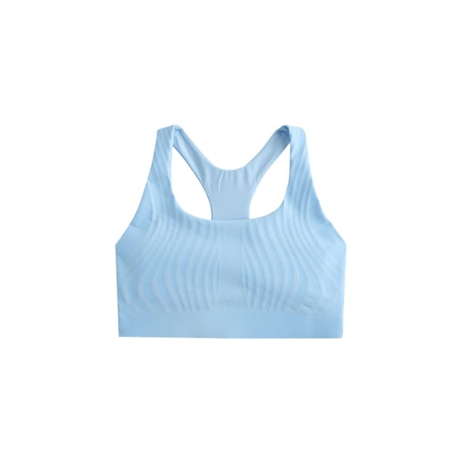 Soutien-gorge court sport intense à motif bleu <span itemprop=