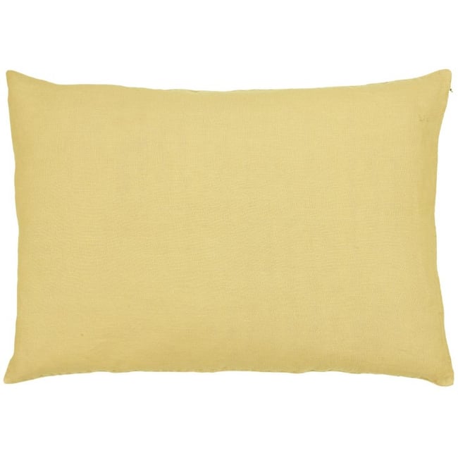 Housse de coussin lin jaune pastel <span itemprop=