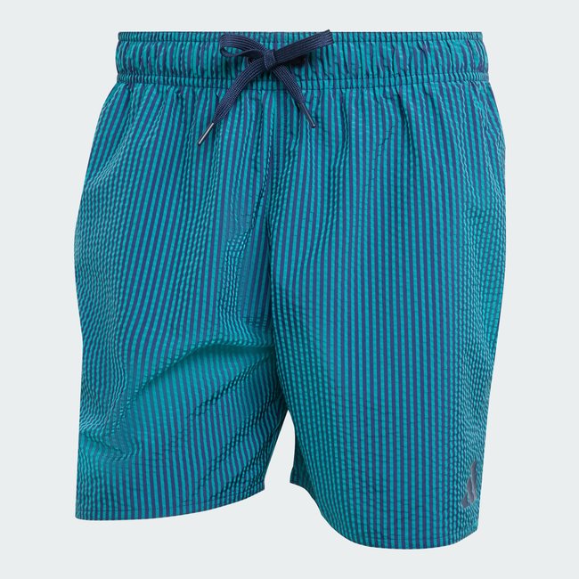 Short de bain rayé Seersucker 5 pouces pure teal / dark blue <span itemprop=