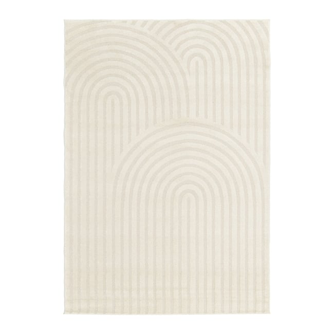 Tapis doux et confortable et graphique ARCADE Couleur beige sable <span itemprop=