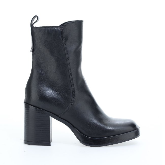 Leather Ankle Boots with Square Toe, black, MJUS