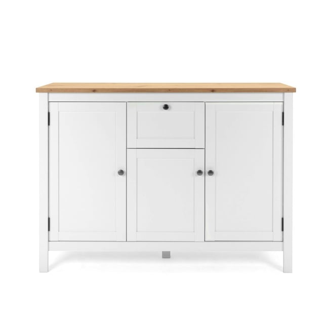 Buffet haut 3 portes 1 tiroir campagne chic VENZA Couleur blanc <span itemprop=