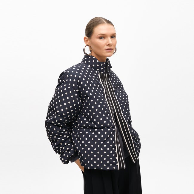 Veste matelassée à pois avec fermeture éclair noir <span itemprop=