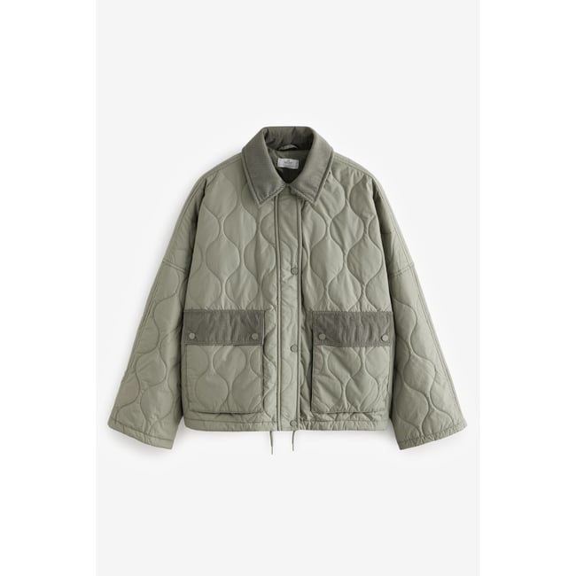 Veste matelassée avec col vert sauge <span itemprop=